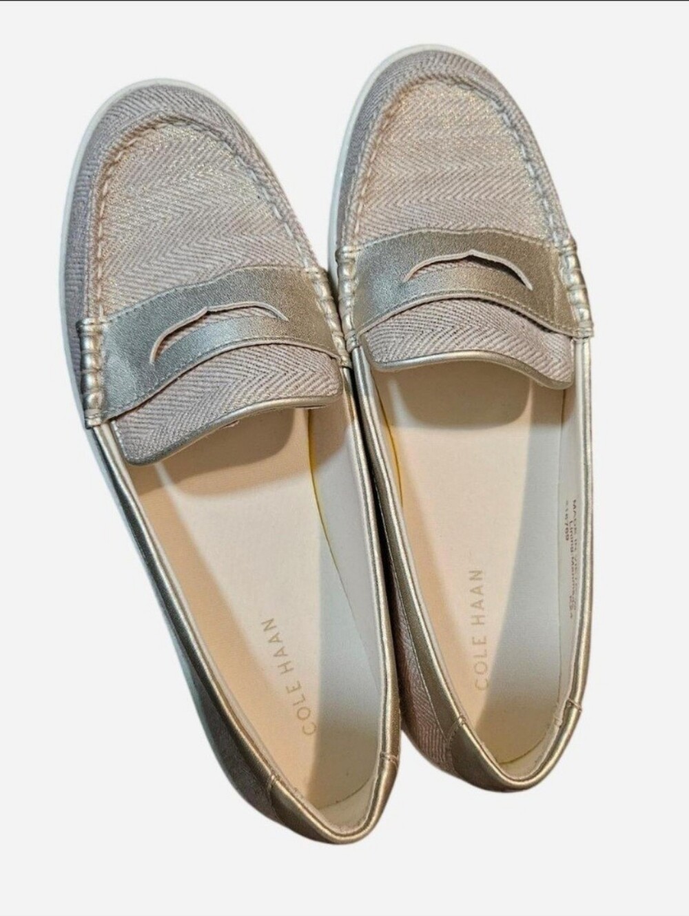 Cole Haan Metallic Canvas Penny Laofers